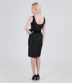 Black taffeta dress with dots and velvet cord