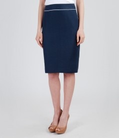 Office linen skirt with trim