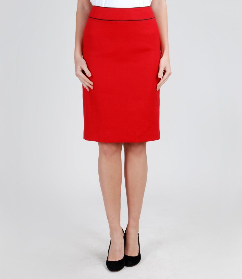 Office linen skirt with trim