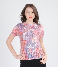 Cotton jersey t-shirt with tulle