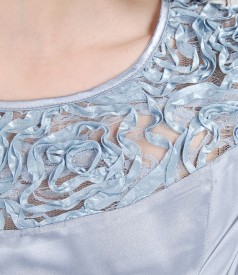 Satin blouse with lace trim