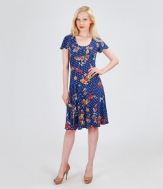 Printed jersey dress with frill