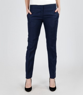 Flax trousers with pockets