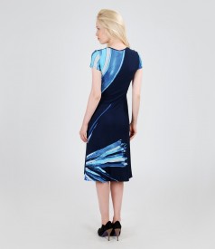 Elastic jersey dress with geometric print