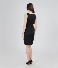 Black flax dress with trim