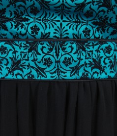 Corsage dress with velvet patterns