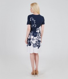 Printed elastic jersey dress with buckle