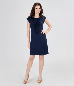 Elastic jersey dress with veil ruffles