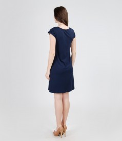 Elastic jersey dress with veil ruffles