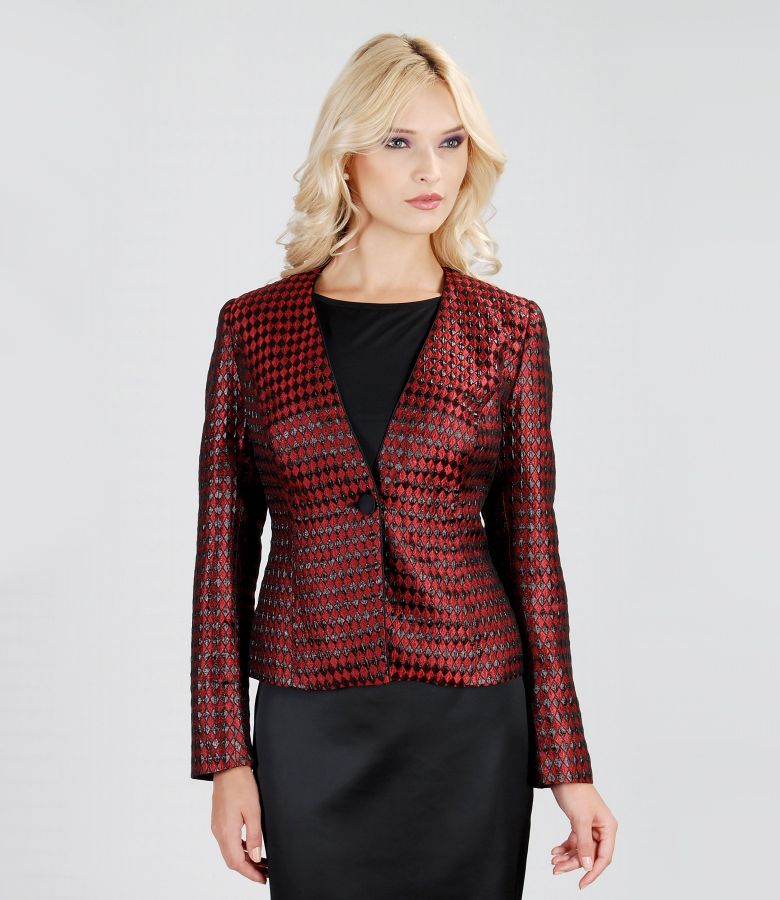 Elegant jacket from brocade and elastic satin