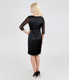 Elegant dress from brocade and elastic satin