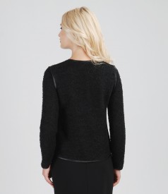 Elastic loops jacket with wool