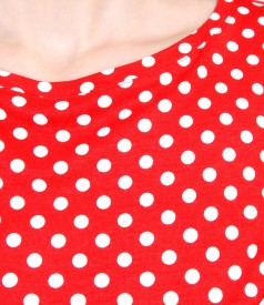 Jersey t-shirt with dots print and with fallen shoulders