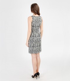 Black&white elastic brocade dress