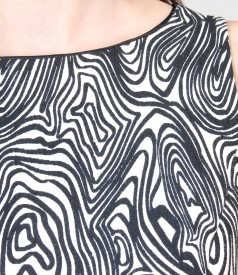Black&white elastic brocade dress