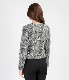 Black&white elegant brocade jacket