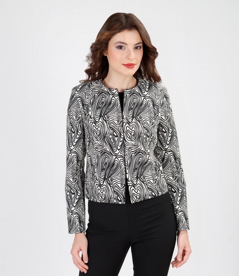 Black&white elegant brocade jacket