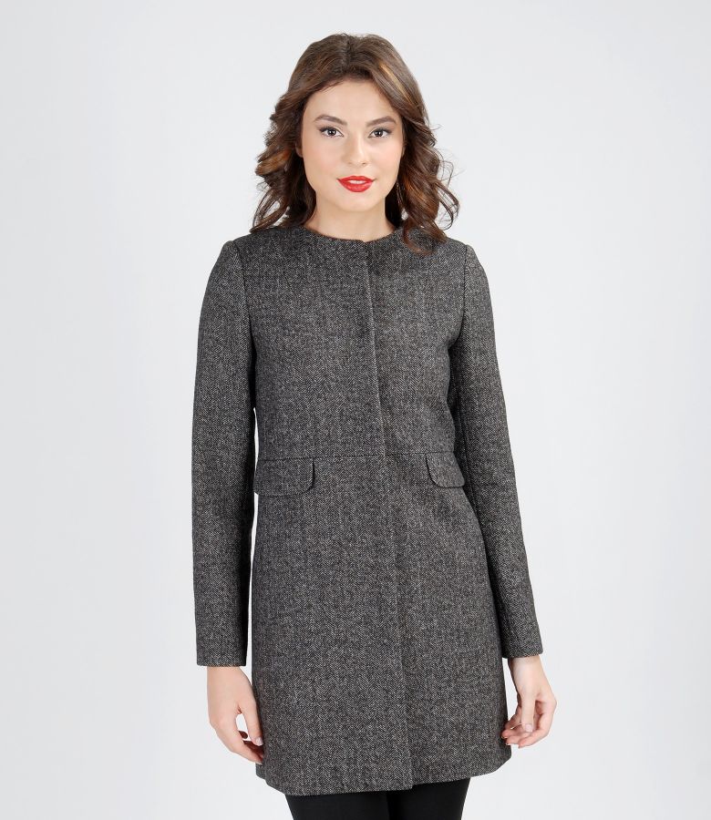 Grey jacket with wool and pockets grey - YOKKO