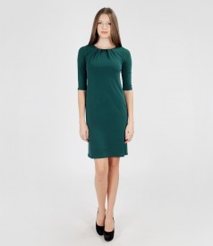 Jersey dress with pleats