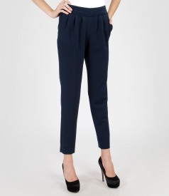 Elastic fabric trousers with pockets
