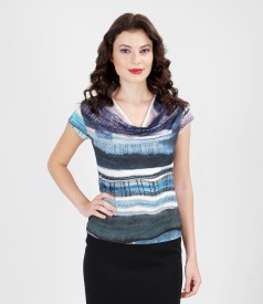 Printed jersey t-shirt with folds