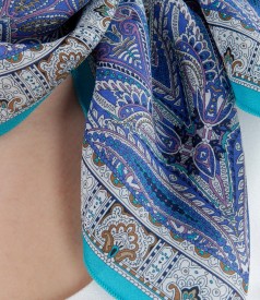 Printed silk satin scarf