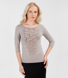 Jersey t-shirt with veil jabot