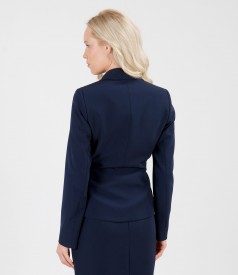Elastic fabric office jacket with frill
