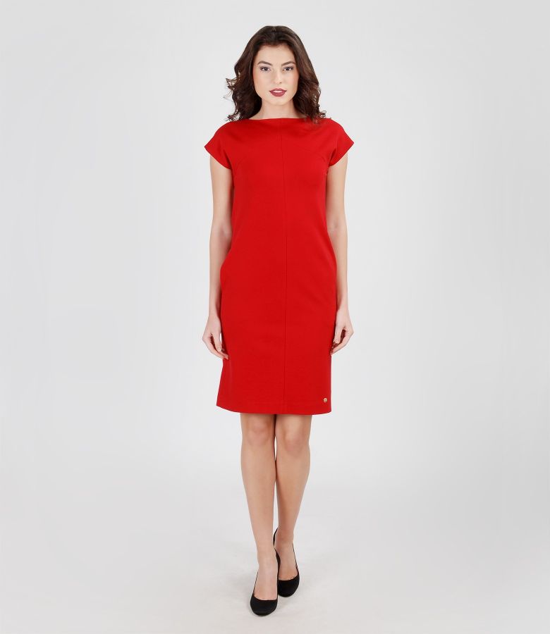 Thick elastic jersey dress with pockets