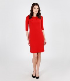 Jersey dress with pleats