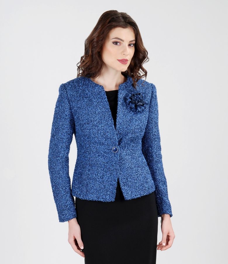 Blue jacket from loops with cotton