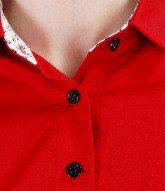 Red elastic cotton shirt