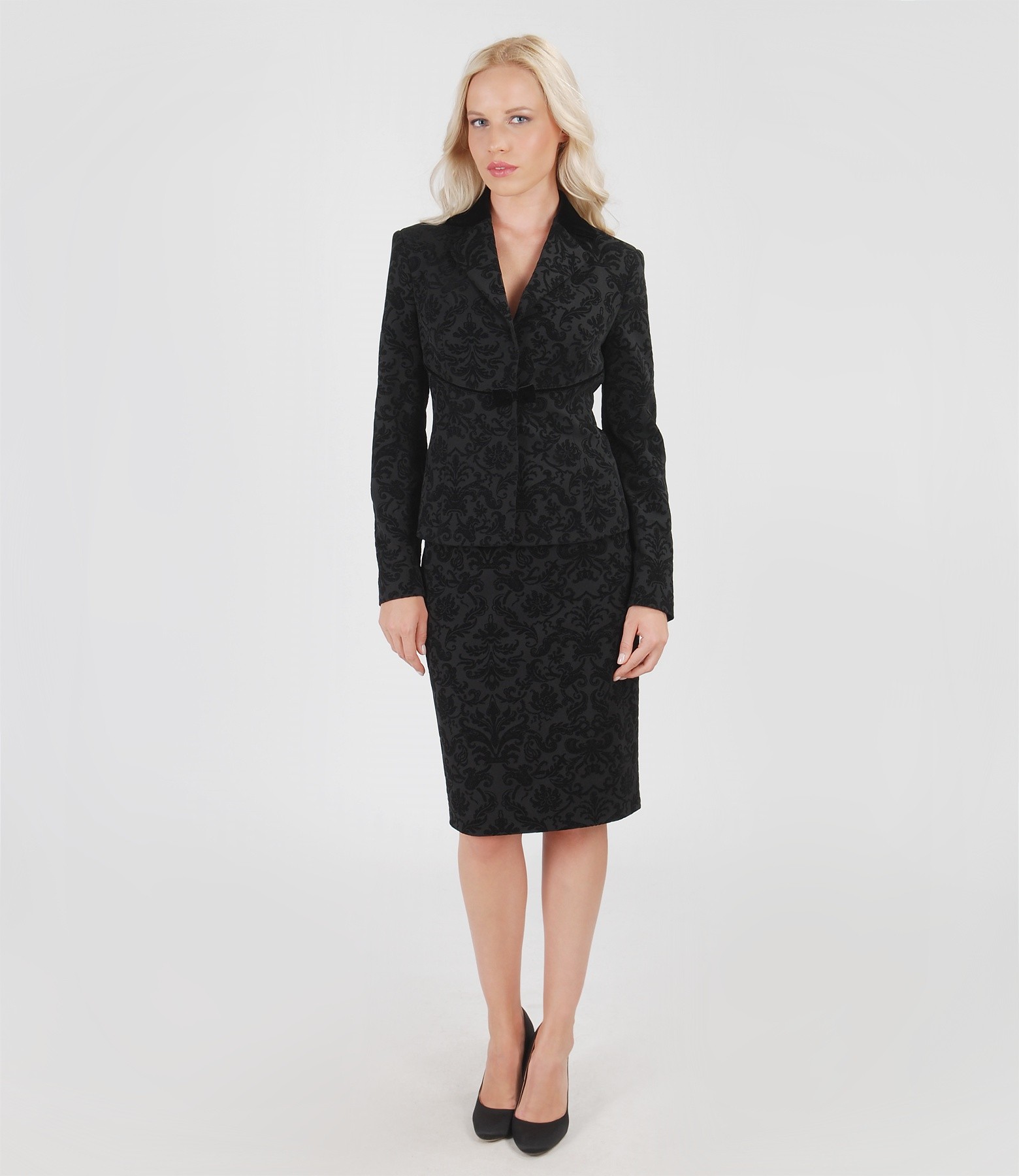 Office outfit from elastic fabric with velvet - YOKKO