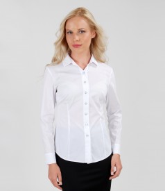 White elastic cotton shirt