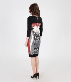 Elastic jersey dress with geometrical print