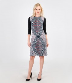 Printed elastic jersey dress with lining