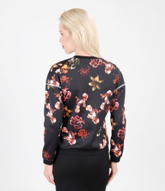 Thick printed jersey blouse