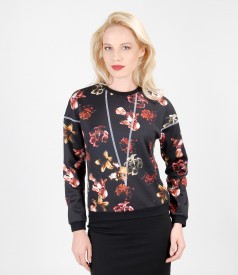 Thick printed jersey blouse