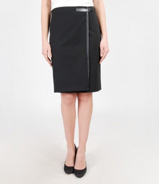 Thick elastic jersey skirt with buckle