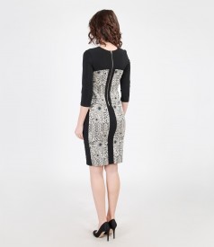 Elegant dress from elastic fabric with printed insertion