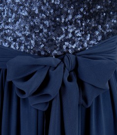 Evening veil dress with sequins trim