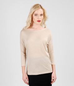 Elastic jersey blouse with wool