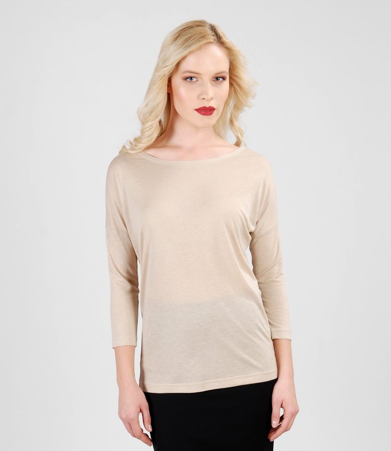 Elastic jersey blouse with wool