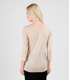 Elastic jersey blouse with wool