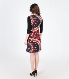 Printed elastic jersey dress with lining