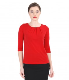 Jersey blouse with folds