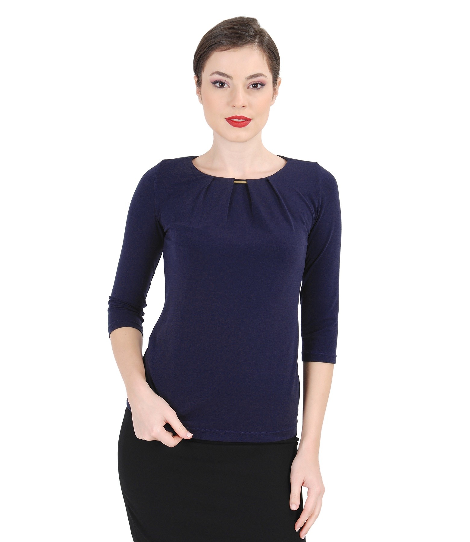 Jersey blouse with folds indigo YOKKO