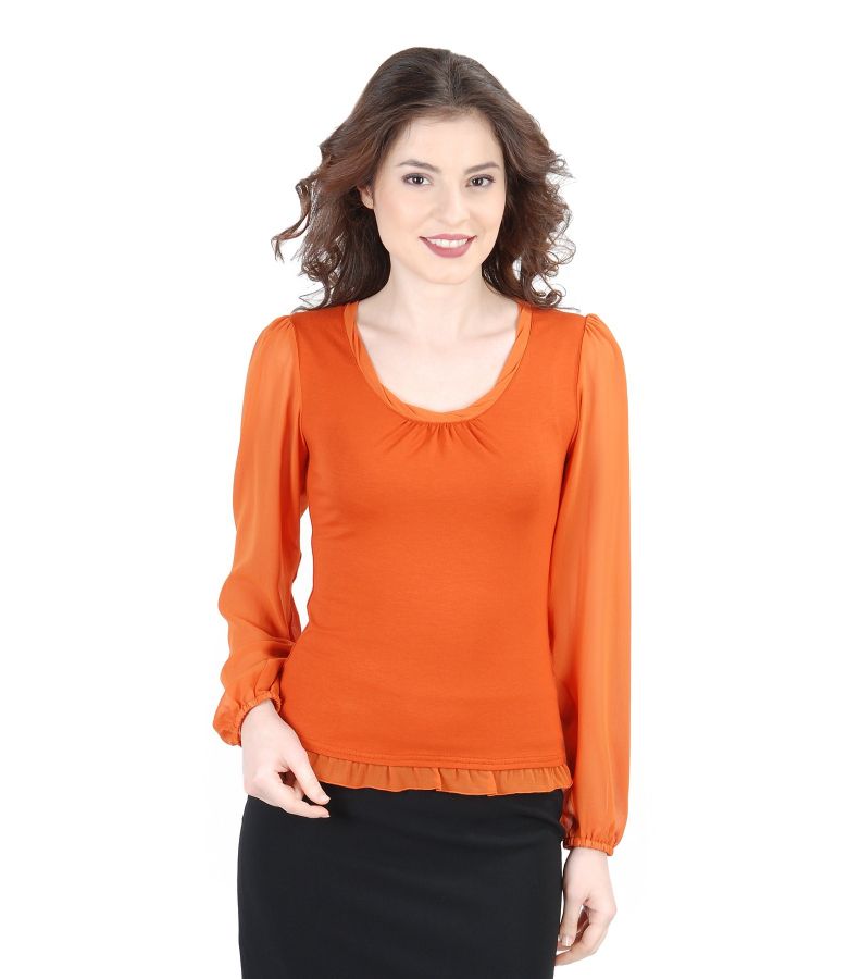 T-shirt with trim and veil sleeves