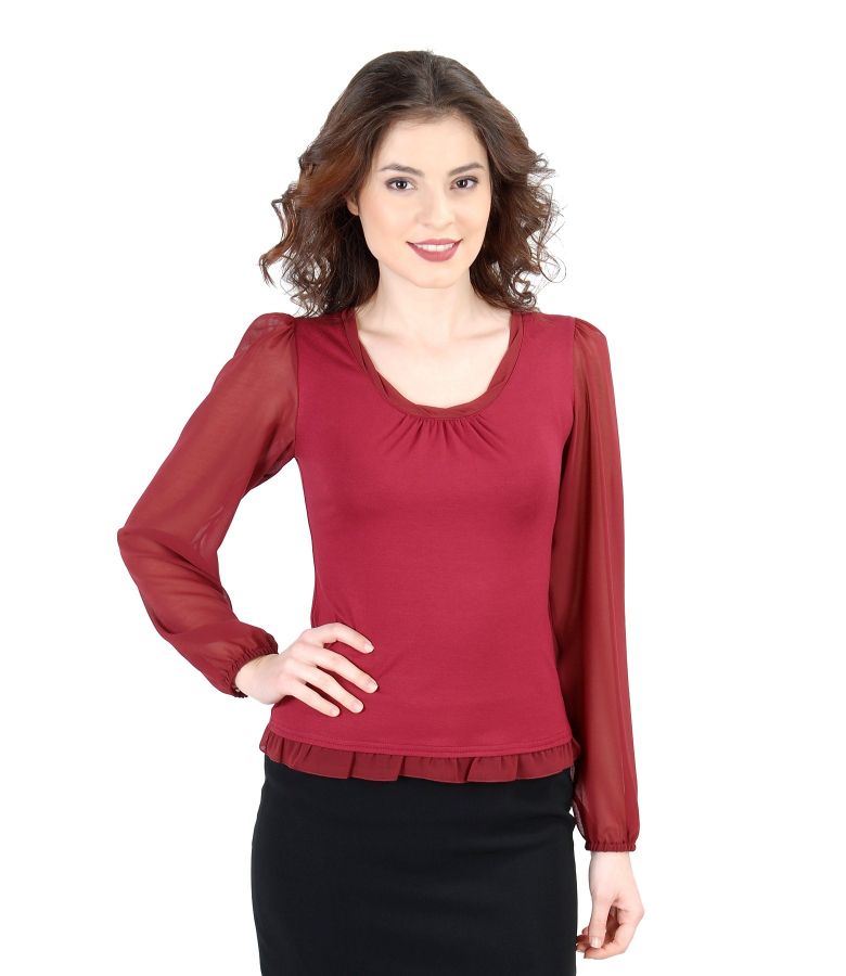 T-shirt with trim and veil sleeves