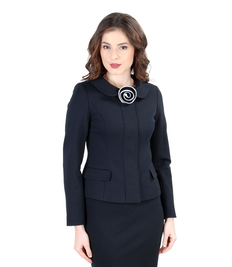 Thick elastic jersey jacket with flower